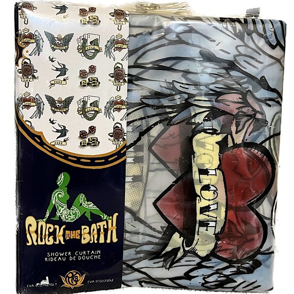 Fun Rock the Bath Tattoo Shower Curtain - Picture 1 of 5